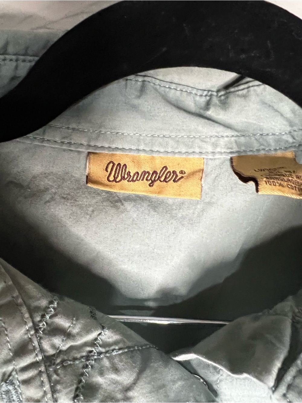 Wrangler Sage Green Embroidered Western Pearl Snap Button Down Boho Cowgirl Top - Picture 4 of 11